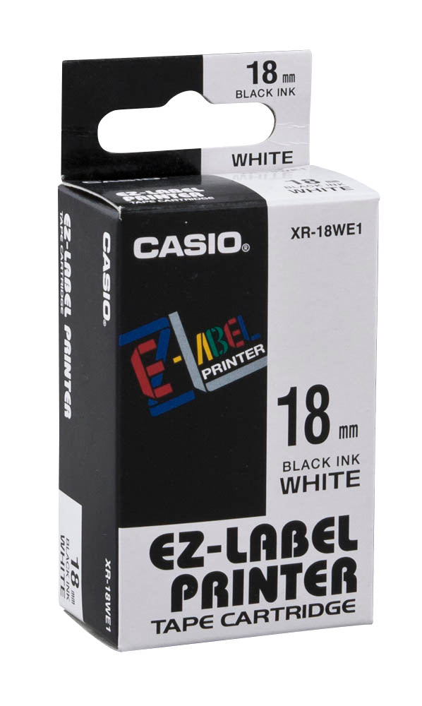 XR-18WE - 18mm Black on White Casio Tape from Labelzone