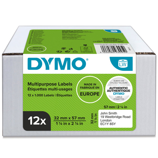 DYMO 11354 12PK LW Multipurpose Address Labels 32 x 57mm Pack of 12