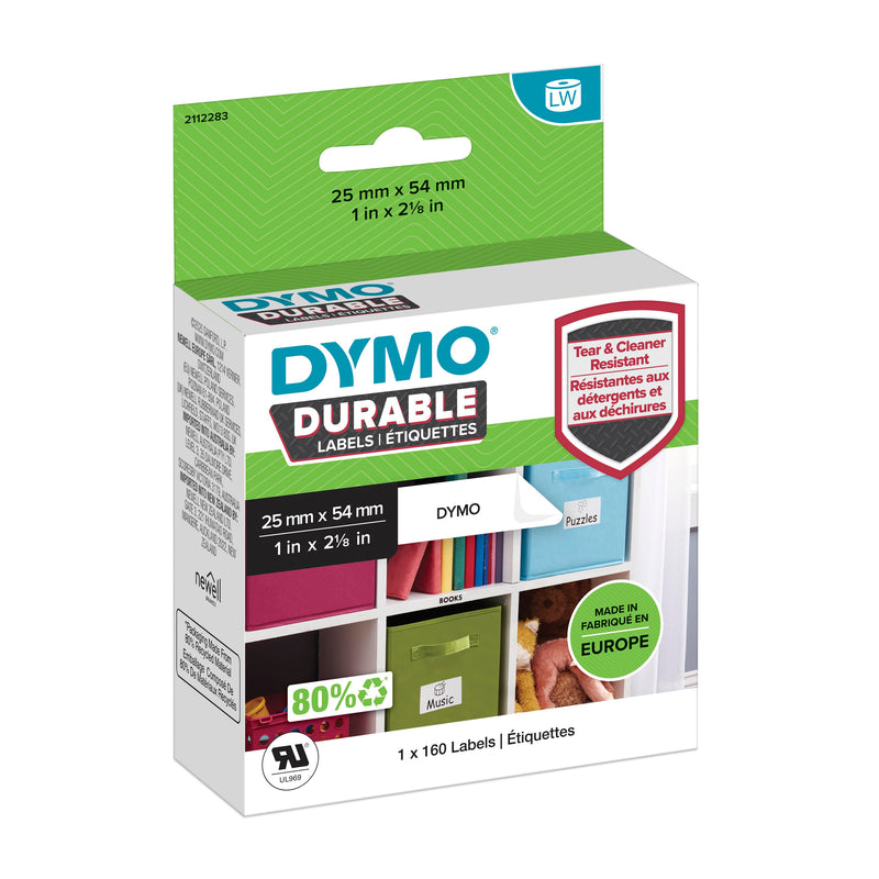 DYMO 2112283 LW Durable Small Multi Purpose Label 25mm x 54mm Black on White