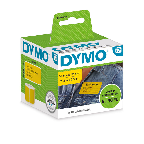 DYMO 2133400 54mm x 101mm Shipping & Name Badge Black on Yellow