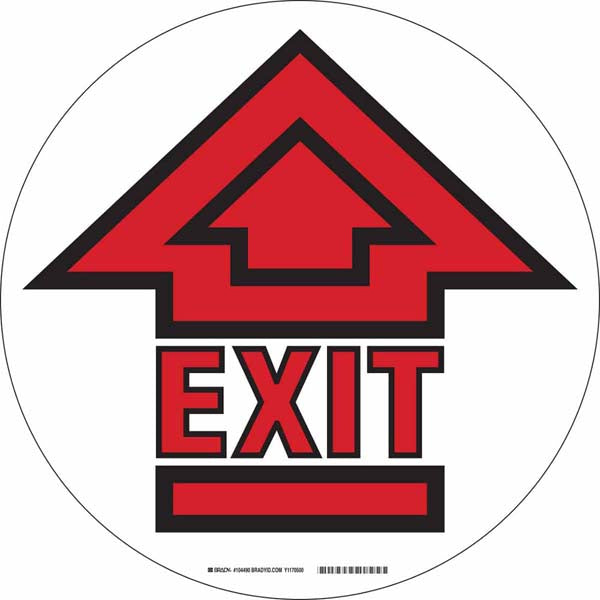 104490 Brady ToughStripe Exit Arrow Floor Sign W-symbol 431.8mm