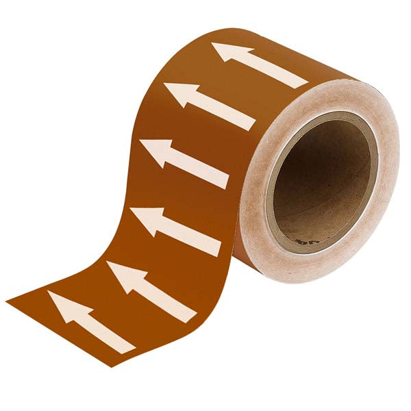 275130 Brady Brown with White Directional Arrow Tape