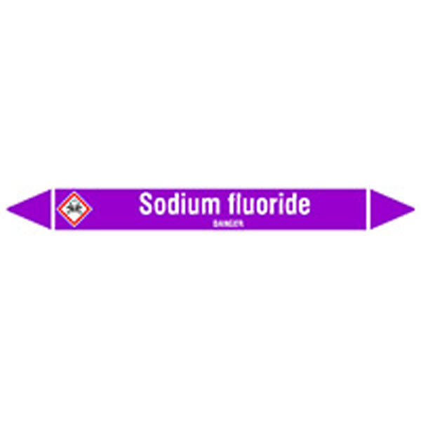 N007154 Brady White on Violet Sodium fluoride Clp Pipe Marker On Card