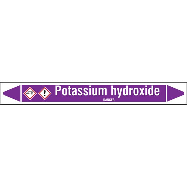 N007204 Brady White on Violet Potassium hydroxide Clp Pipe Marker On Roll