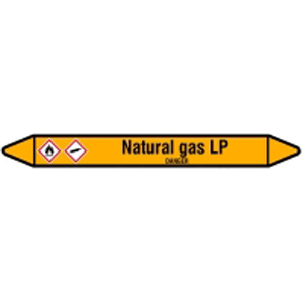 N007601 Brady Black on Yellow Natural gas LP Clp Pipe Marker On Card