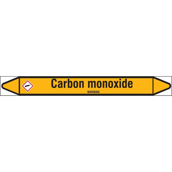 N007716 Brady Black on Yellow Carbone monoxide Clp Pipe Marker On Roll