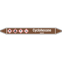 N007891 Brady White on Brown Cyclohexane Clp Pipe Marker On Card