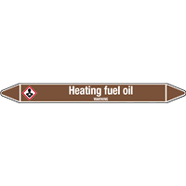 N008013 Brady White on Brown Heating fuel oil Clp Pipe Marker On Card