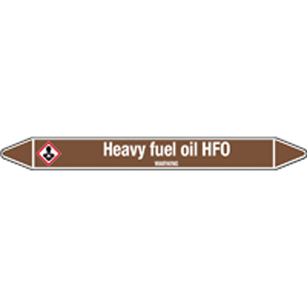 N008035 Brady White on Brown Heavy fuel oil - HFO Clp Pipe Marker On Card