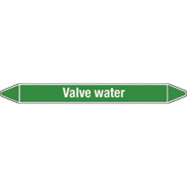 N009032 Brady White on Green Valve water Clp Pipe Marker On Card